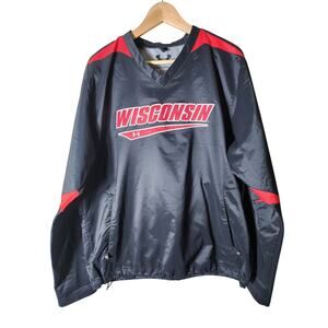 UNDER ARMOUR + WISCONSIN BADGERS Red Black Active Sporty Pullover Jacket SZ M